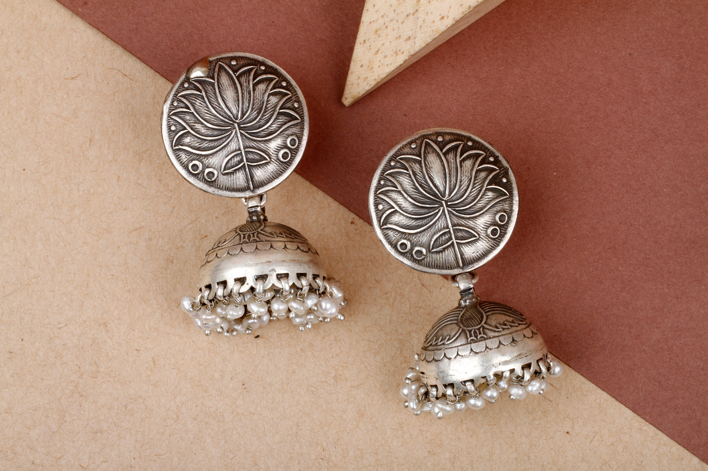 Iris Silver Jhumkas