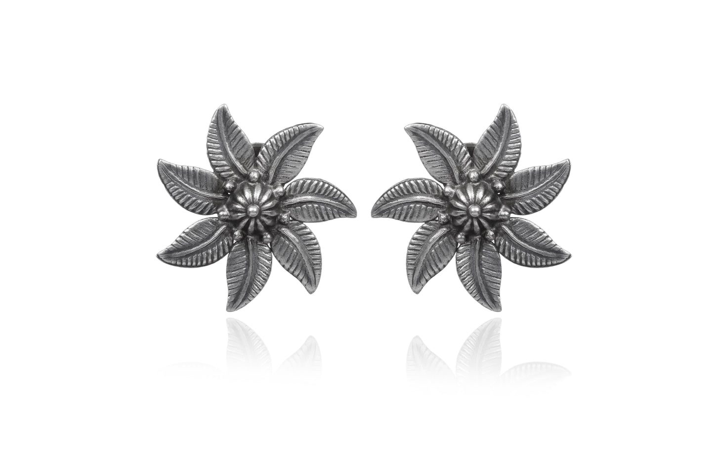 Jannat Silver Floral Earrings