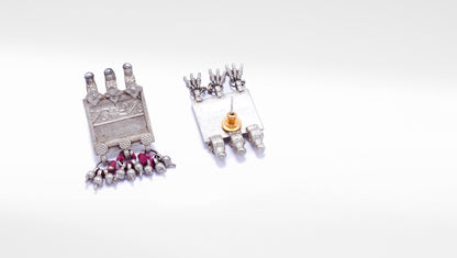 Flat Rectangular Silver Earring