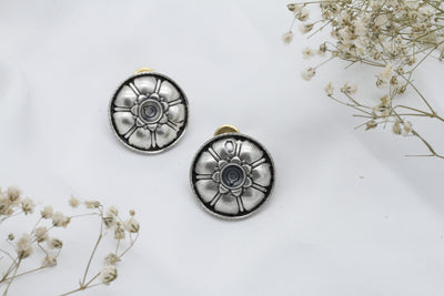 Silver Floral Design Earrings