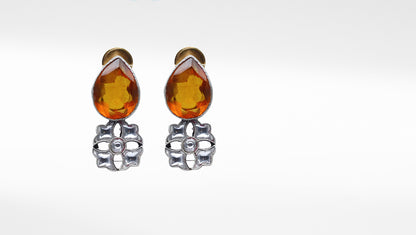 Orange Hydro Oval Shape Silver Earring