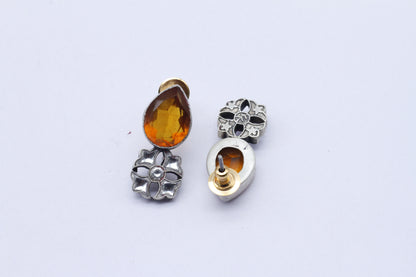 Orange Hydro Oval Shape Silver Earring