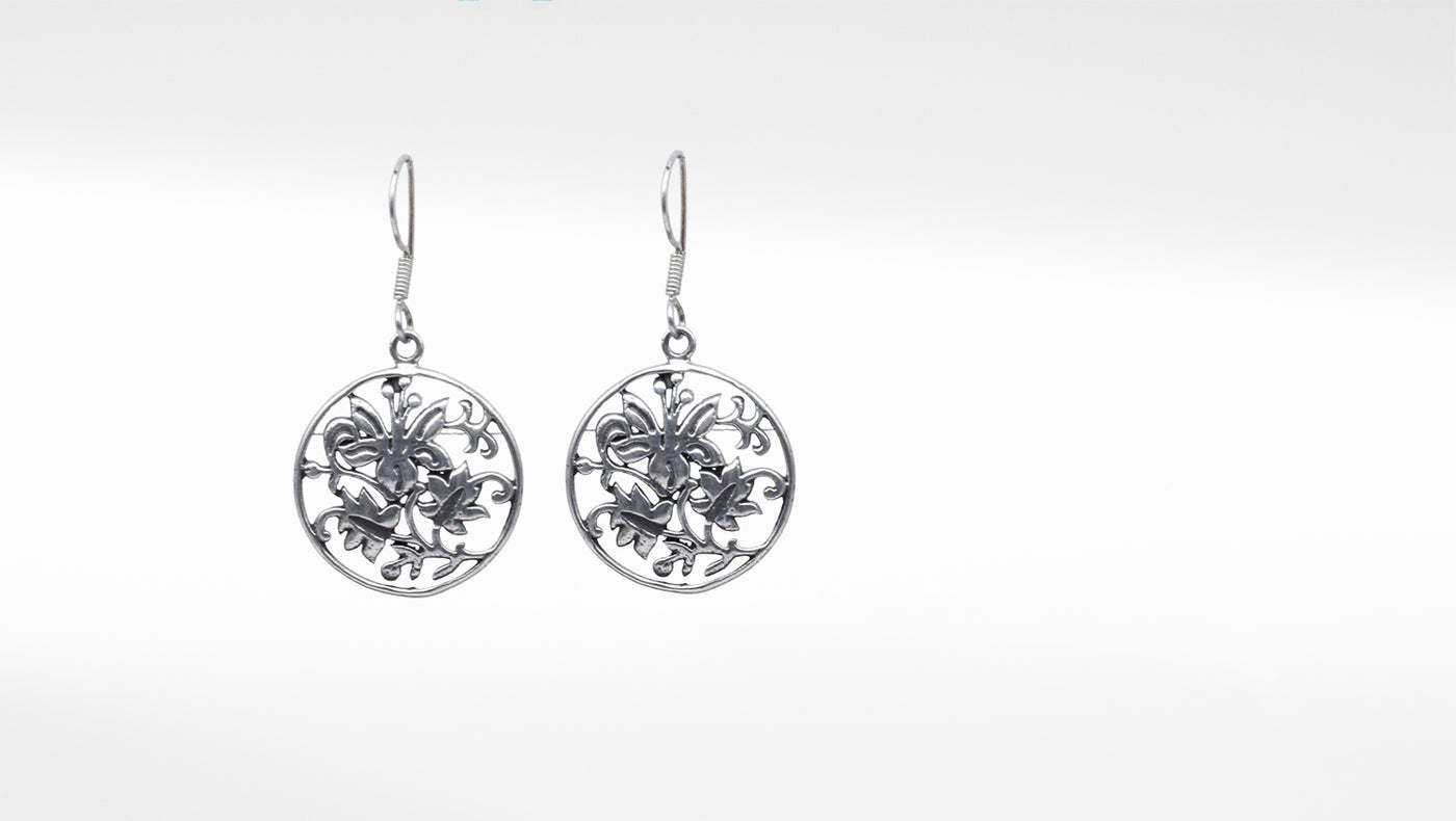 Round Shape Silver Handcrafted Earring