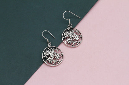 Round Shape Silver Handcrafted Earring