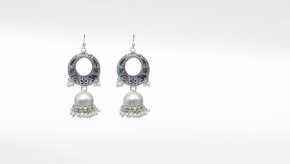 Handcrafted Silver Dangle Jhumka Earring