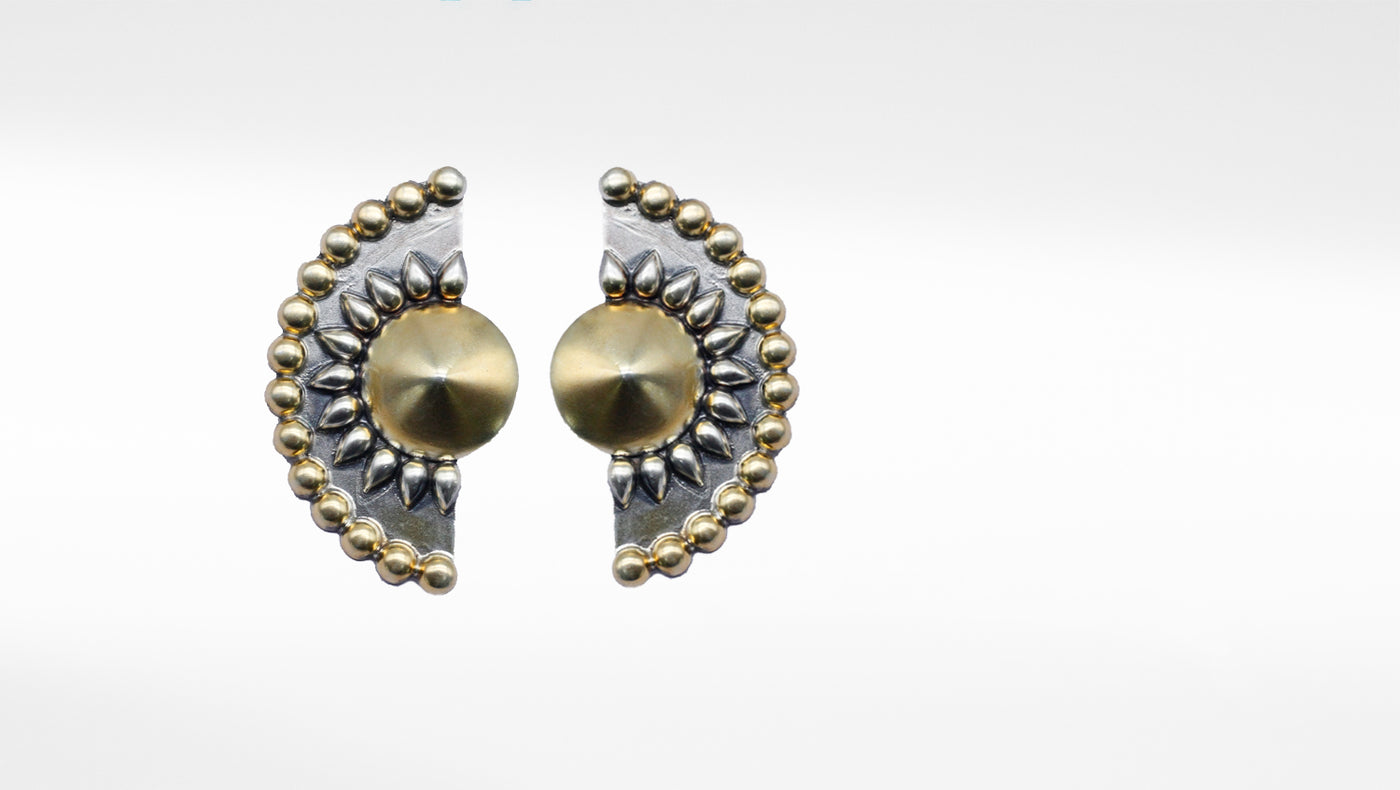 Half Round Gold Plated Silver Earring