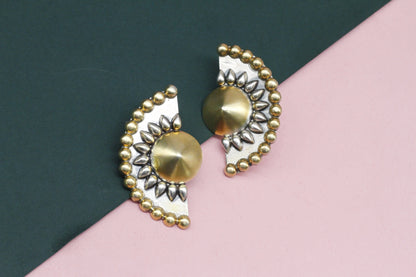 Half Round Gold Plated Silver Earring