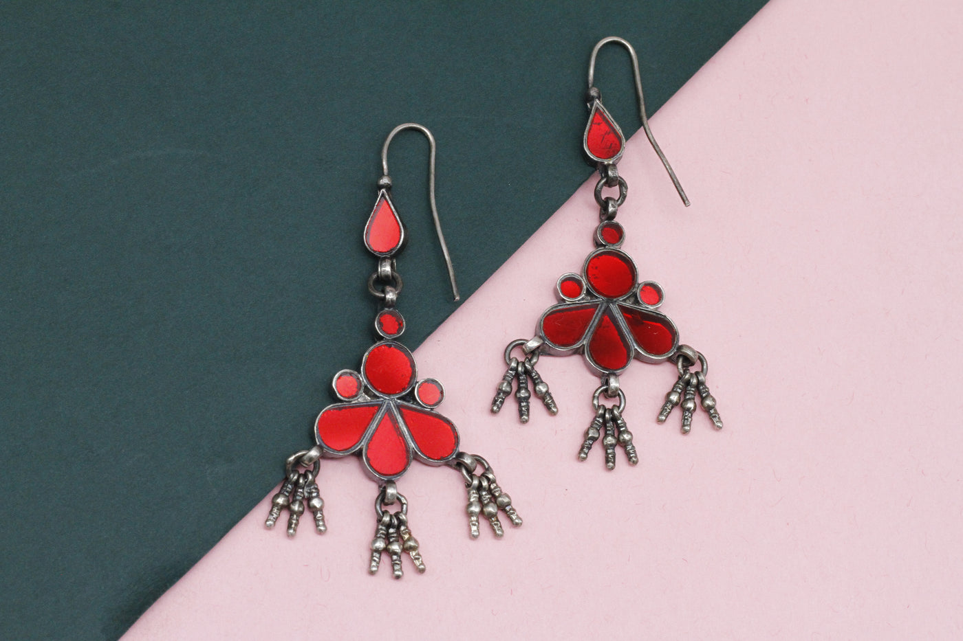 Long Handcrafted Dangle Silver Earring