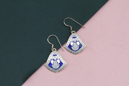 Hand Painted Silver Designer Dangle Earring