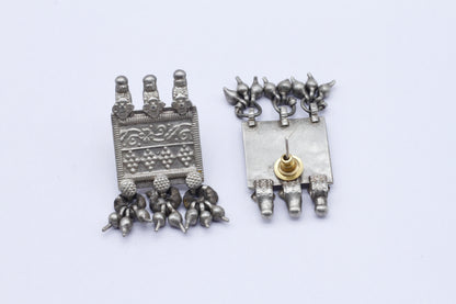 Flat Rectangular Silver Earring