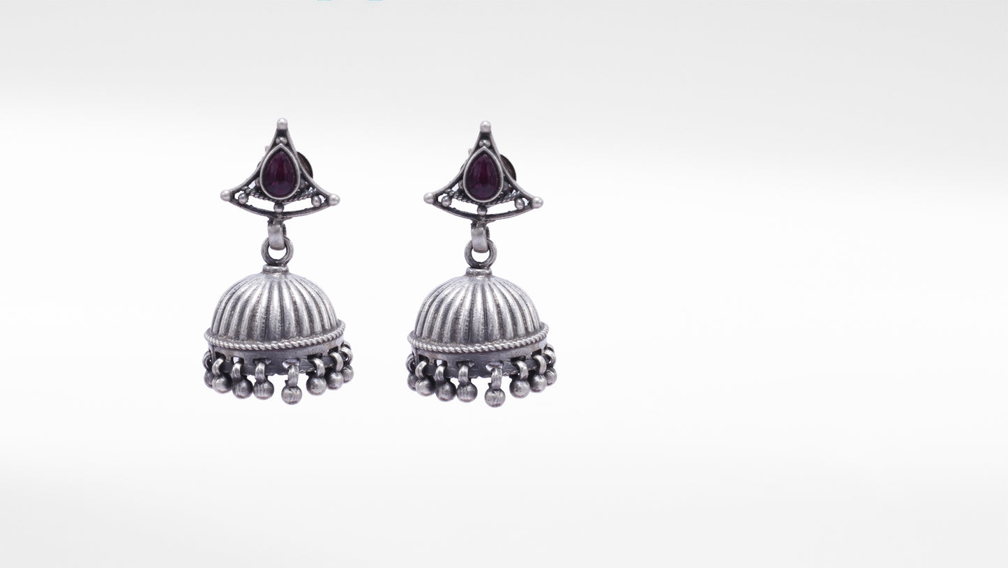 Dazzling Studded Stone Silver Jhumka