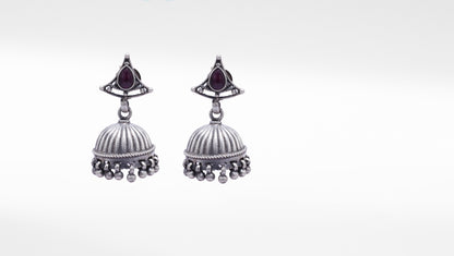 Dazzling Studded Stone Silver Jhumka