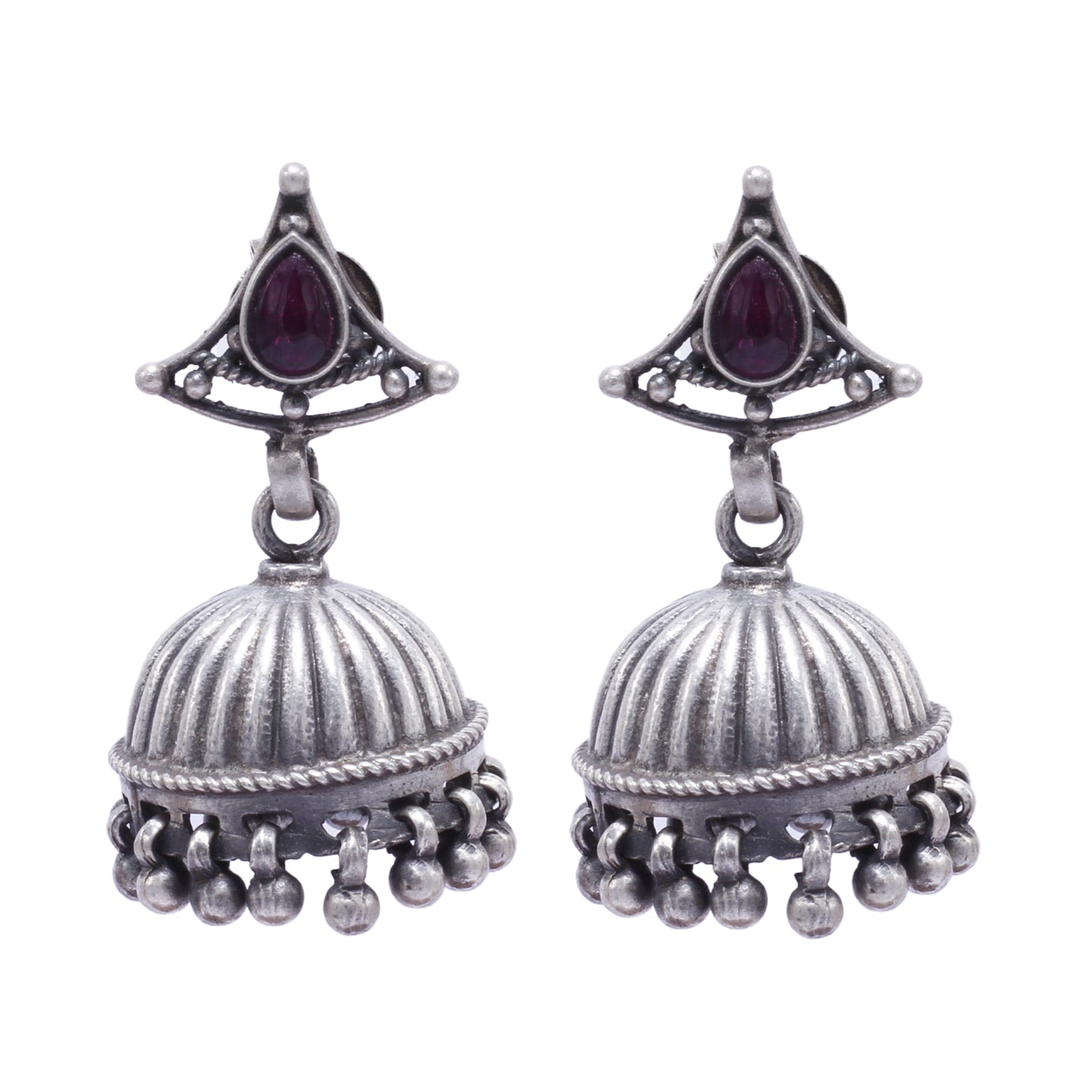 Dazzling Studded Stone Silver Jhumka