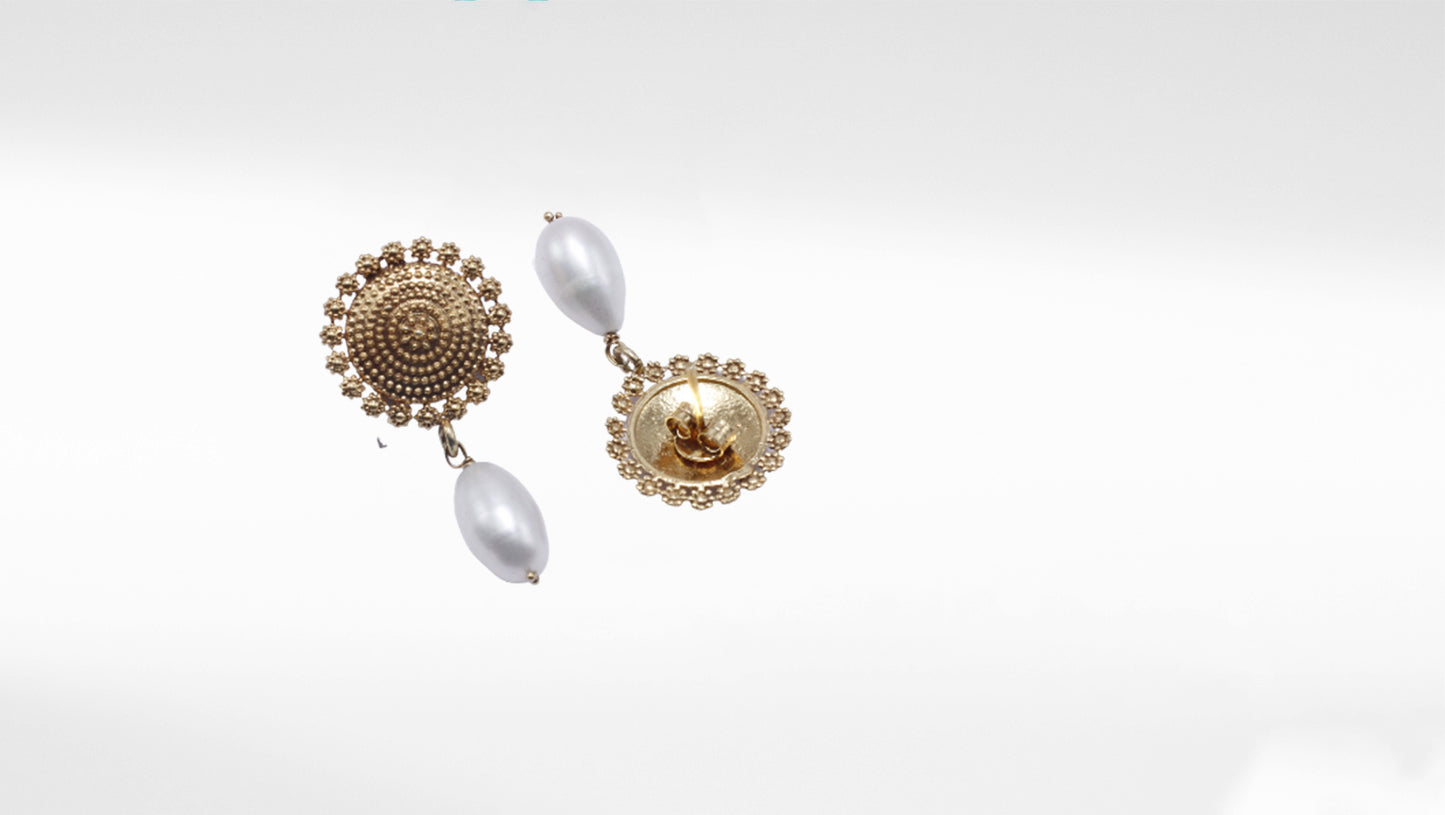 Flower Design Golden Silver Earring