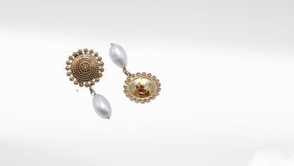 Flower Design Golden Silver Earring