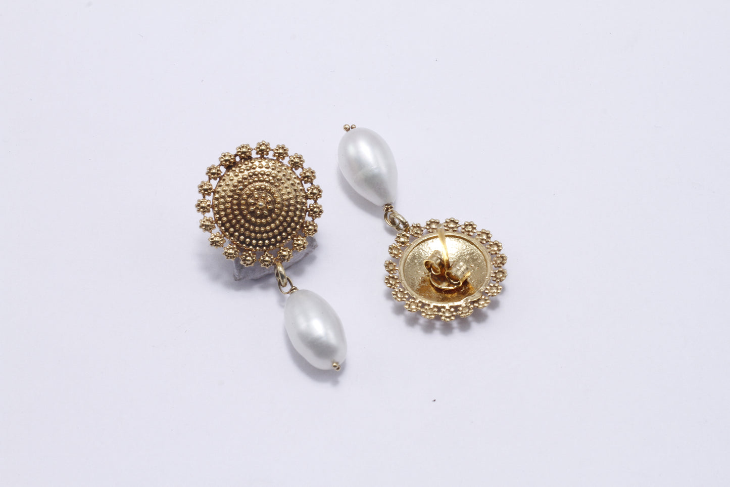 Flower Design Golden Silver Earring