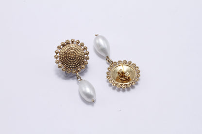 Flower Design Golden Silver Earring