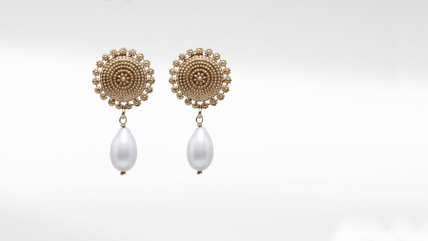 Flower Design Golden Silver Earring