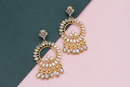 Floral Design Silver Handcrafted Earring With Gold Plated  Ghungroo