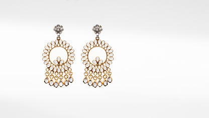 Floral Design Silver Handcrafted Earring With Gold Plated  Ghungroo