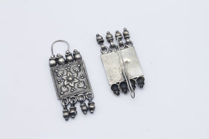 Flat Rectangular Silver Earring