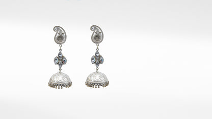 Antique Designed Handmade Drop Silver Jhumka