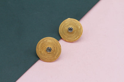 Round Shape Gold Plated Silver Earring