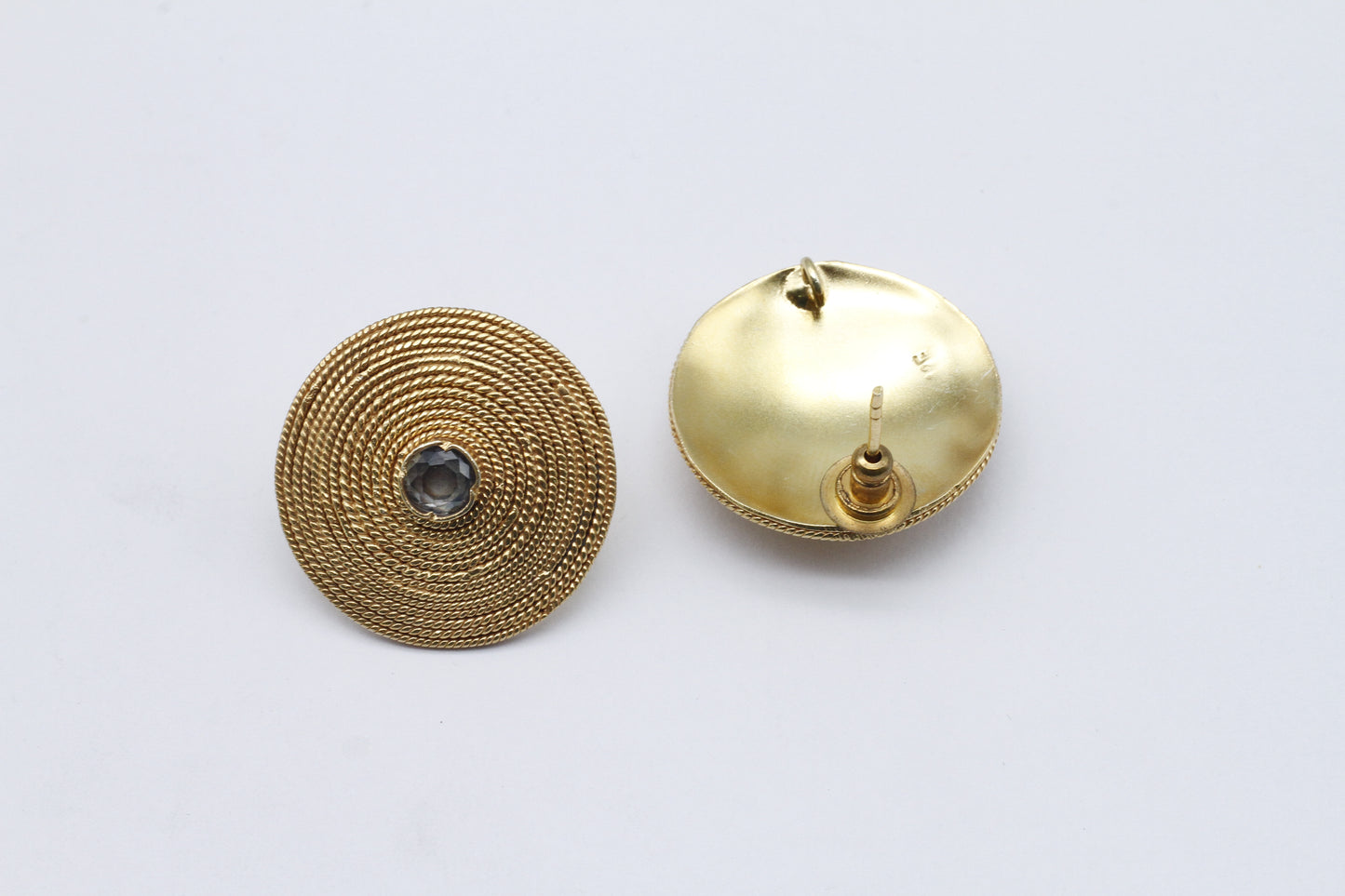 Round Shape Gold Plated Silver Earring