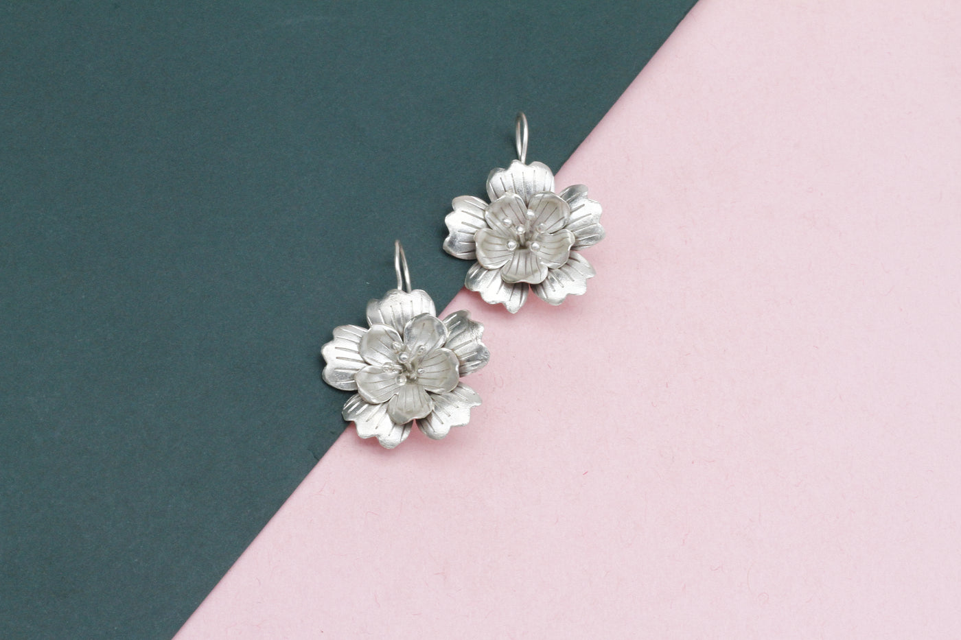 Silver Floral Design Earring