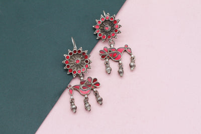 Sun Flower Design Silver Earring