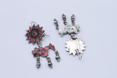 Sun Flower Design Silver Earring