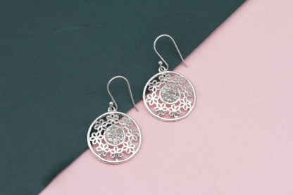 Round Shape Silver Handcrafted Earring