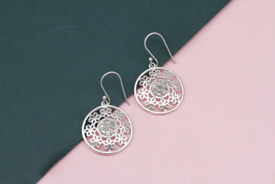 Round shape silver handcrafted Earring