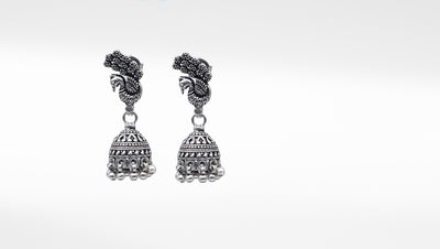 Handcrafted Silver Peacock Design Earring