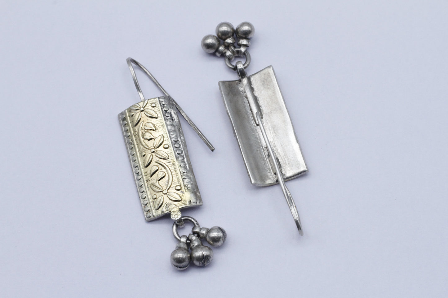 Flat Rectangular Gold Plated Silver Earring