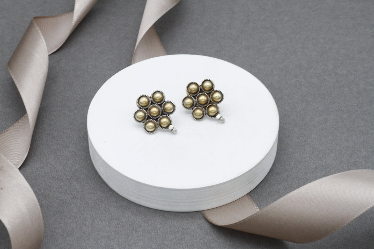 Flower Design Golden Silver Earring