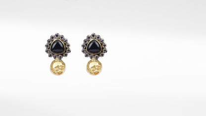 Black Gemstone Studded Silver Stud Earring