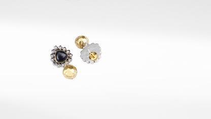 Black Gemstone Studded Silver Stud Earring