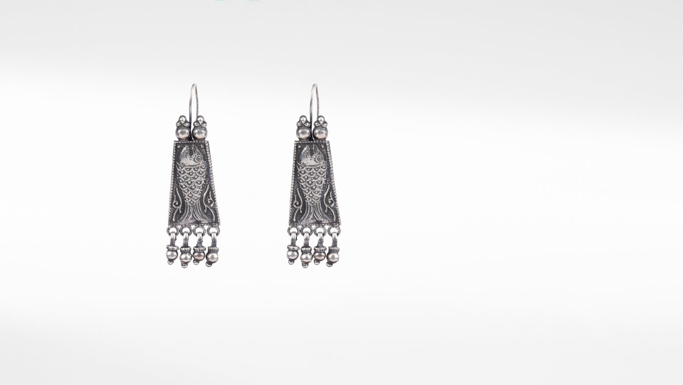 Fish pattern dangle earring with hanging Ghungroo