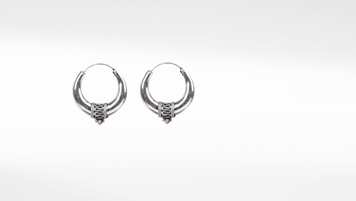 Beautifully Designed Hoop Silver Earring