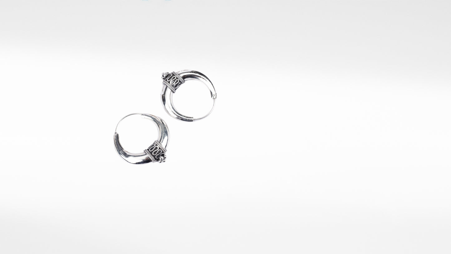 Beautifully Designed Hoop Silver Earring