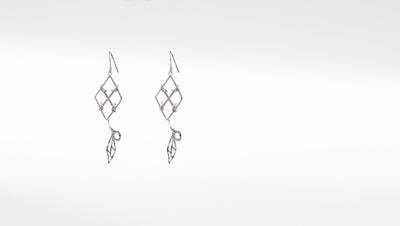 Jaali pattern long dangle silver earring