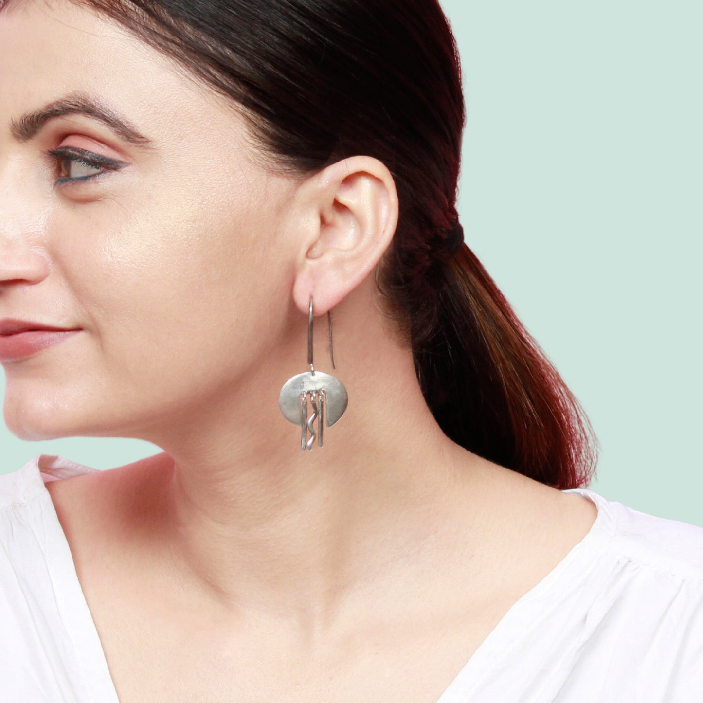 Antique Pattern Long Dangle Silver Earring