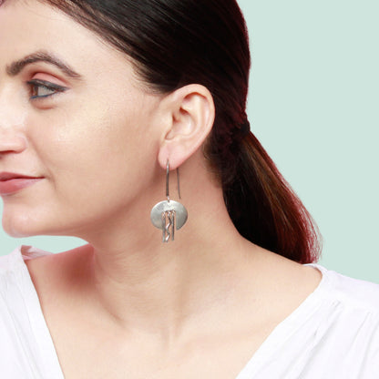 Antique Pattern Long Dangle Silver Earring