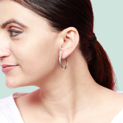 Silver hoop earring