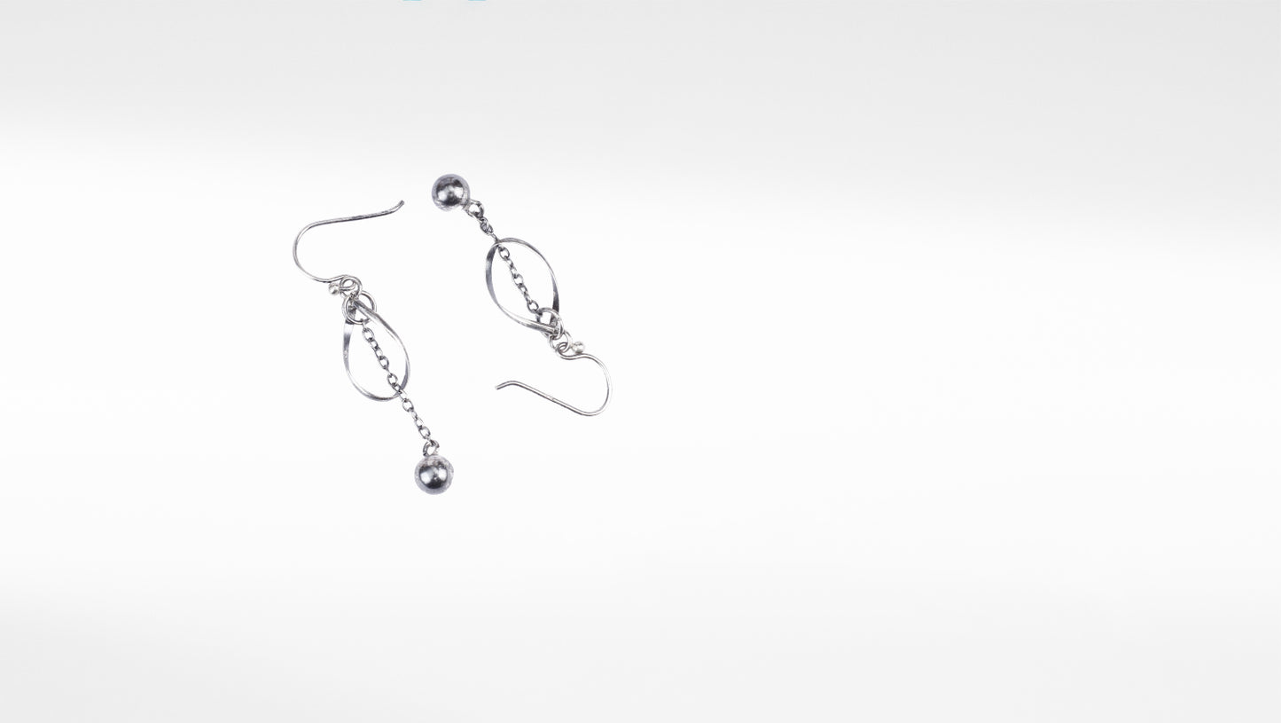 Beautiful Long Dangle Silver Earring With Hanging Balls