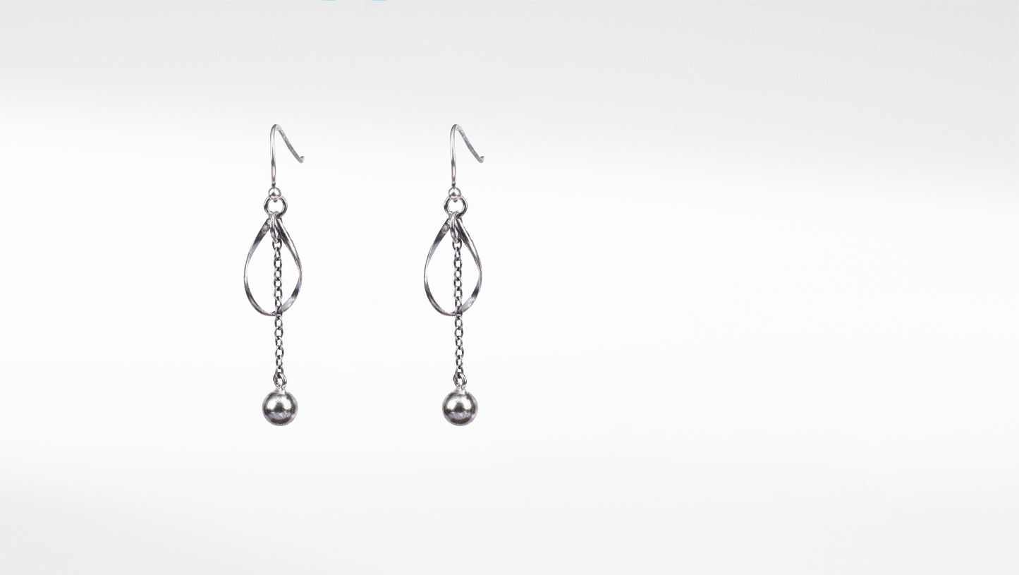 Beautiful Long Dangle Silver Earring With Hanging Balls