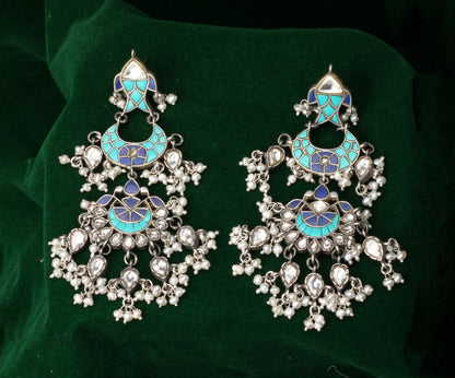 Silver Bria Kundan Earrings