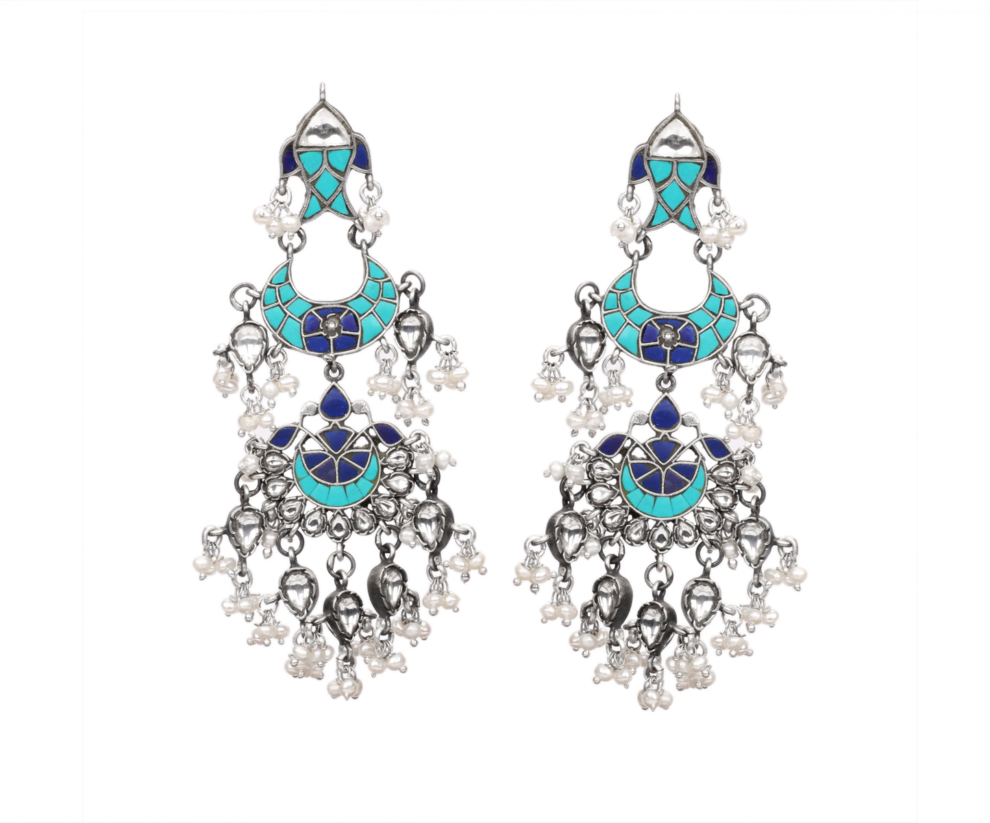 Silver Bria Kundan Earrings