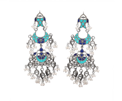 Silver Bria Kundan Earrings